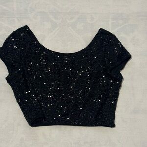 Express Black Sequin Blouse